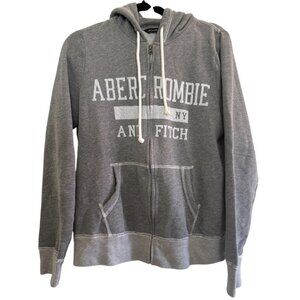 2012 Gray Abercrombie and Fitch Fleece Lined Zip Up Hoodie w/Pockets - Large